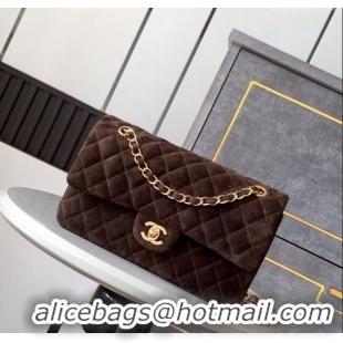 Best Luxury Chanel Suede Classic 11.12 Medium Flap bag A01112 Dark Coffee 2025