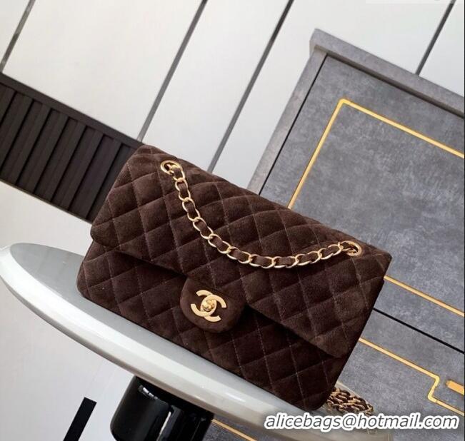 Best Luxury Chanel Suede Classic 11.12 Medium Flap bag A01112 Dark Coffee 2025