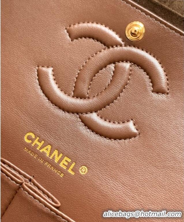 Best Luxury Chanel Suede Classic 11.12 Medium Flap bag A01112 Dark Coffee 2025