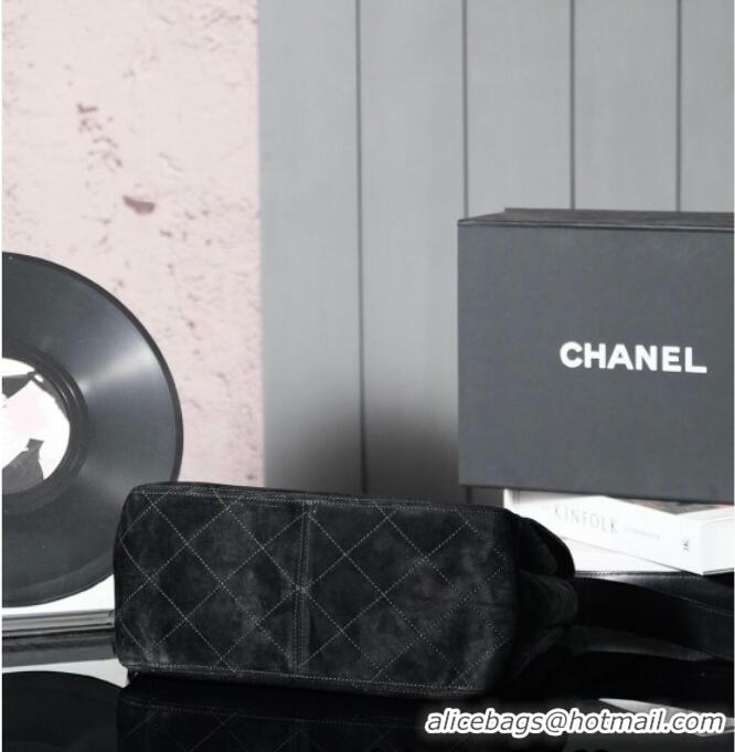 Buy Fashionable Chanel Vintage Suede Flap Bag with Wide Strap A99935 Black 2025