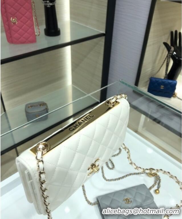 Best Quality Chanel Lambskin Wallet On Chain WOC with Metal-Tone Band A84456 White 2025