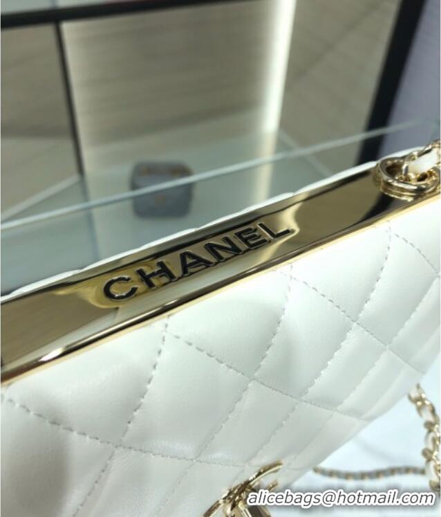 Best Quality Chanel Lambskin Wallet On Chain WOC with Metal-Tone Band A84456 White 2025