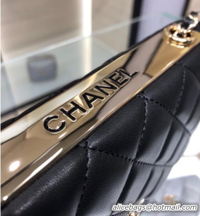 Free Shipping Chanel Lambskin Wallet On Chain WOC with Metal-Tone Band A84456 Black 2025