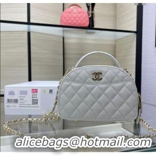 Best Price Chanel Grained Calfskin Clutch with Chain and Top Handle AP4438 Grey 2025