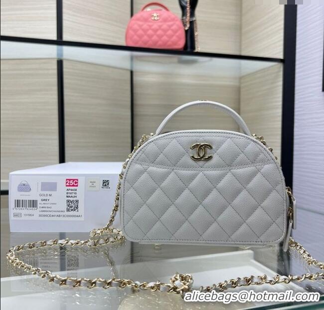 Best Price Chanel Grained Calfskin Clutch with Chain and Top Handle AP4438 Grey 2025