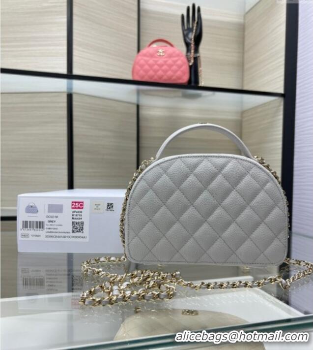 Best Price Chanel Grained Calfskin Clutch with Chain and Top Handle AP4438 Grey 2025