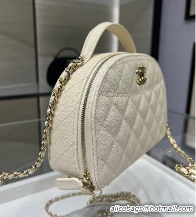 Reasonable Price Chanel Grained Calfskin Clutch with Chain and Top Handle AP4438 Cream White 2025