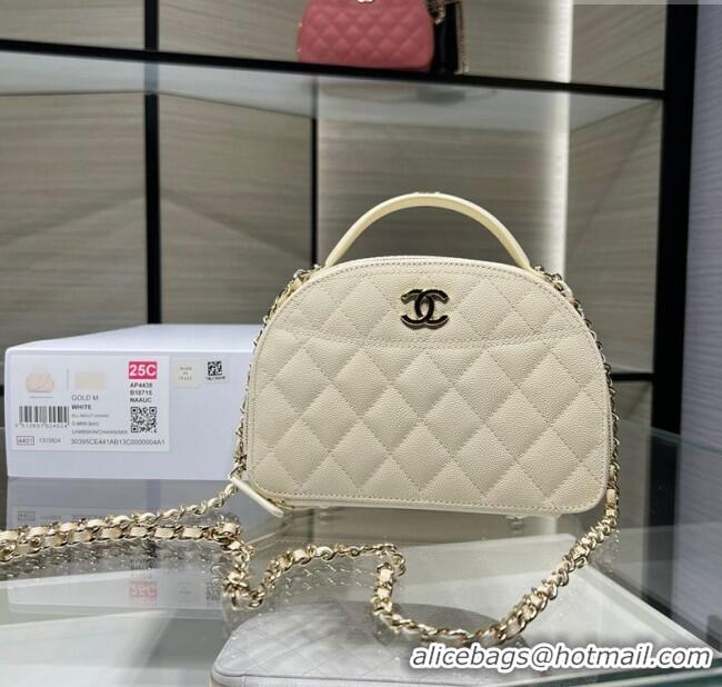 Reasonable Price Chanel Grained Calfskin Clutch with Chain and Top Handle AP4438 Cream White 2025