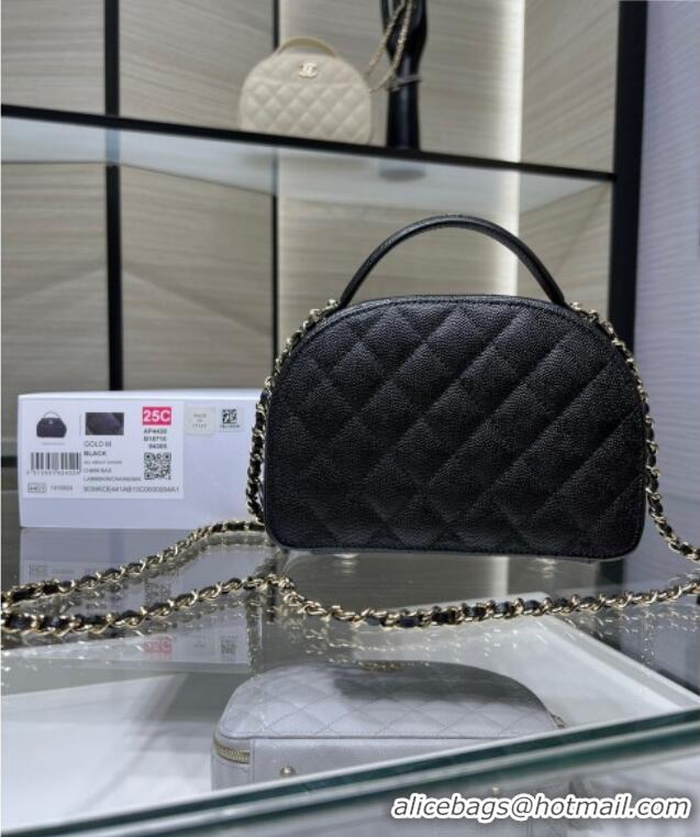 Shop Discount Chanel Grained Calfskin Clutch with Chain and Top Handle AP4438 Black 2025