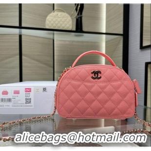 Top Grade Chanel Grained Calfskin Clutch with Chain and Top Handle AP4438 Pink 2025