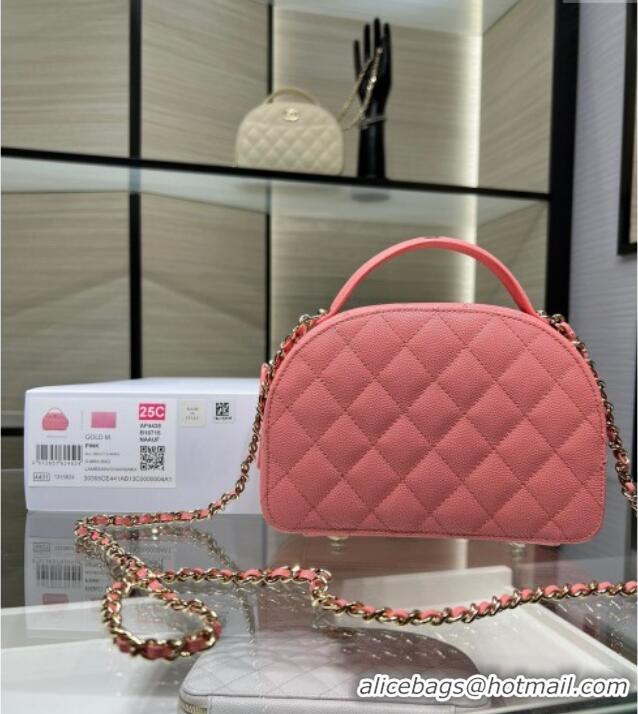 Top Grade Chanel Grained Calfskin Clutch with Chain and Top Handle AP4438 Pink 2025