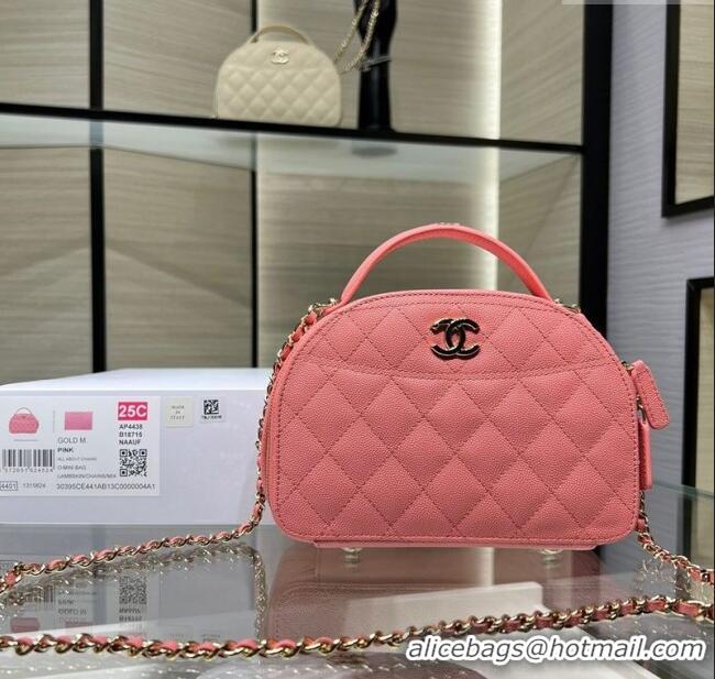 Top Grade Chanel Grained Calfskin Clutch with Chain and Top Handle AP4438 Pink 2025