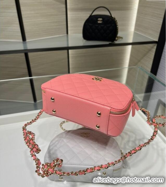 Top Grade Chanel Grained Calfskin Clutch with Chain and Top Handle AP4438 Pink 2025