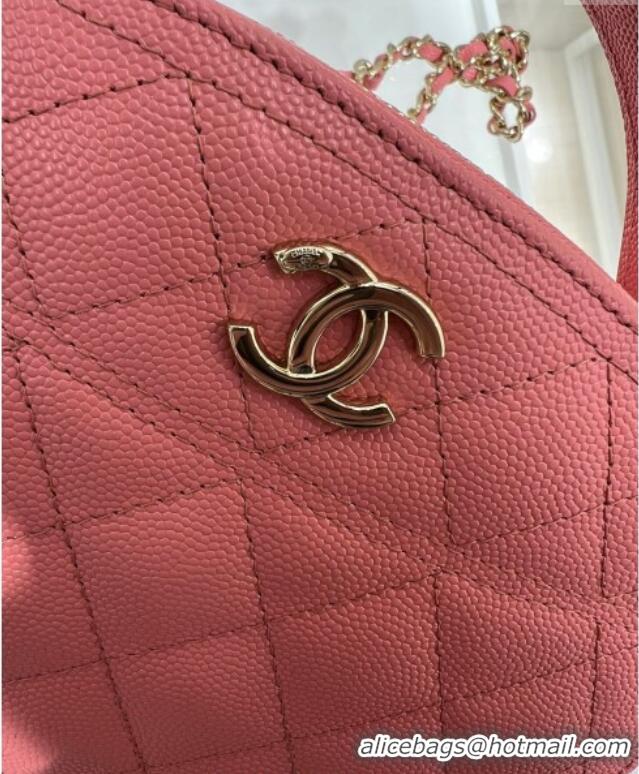 Top Grade Chanel Grained Calfskin Clutch with Chain and Top Handle AP4438 Pink 2025