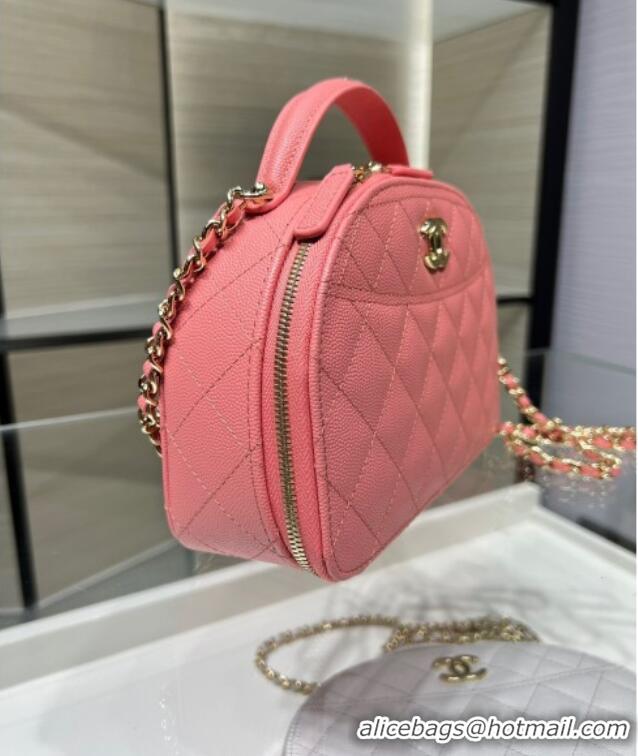 Top Grade Chanel Grained Calfskin Clutch with Chain and Top Handle AP4438 Pink 2025