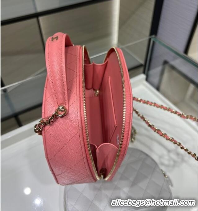 Top Grade Chanel Grained Calfskin Clutch with Chain and Top Handle AP4438 Pink 2025