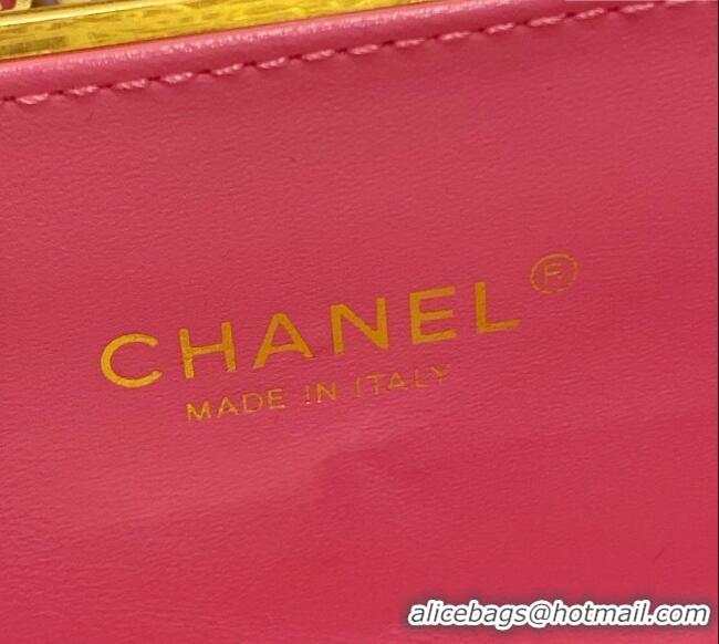 Well Crafted Chanel Tweed & Gold-Tone Cutout Letters Flap Bag 13053 Dark Pink 2025