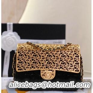 Affordable Price Chanel Tweed & Gold-Tone Cutout Letters Flap Bag 13053 Black 2025