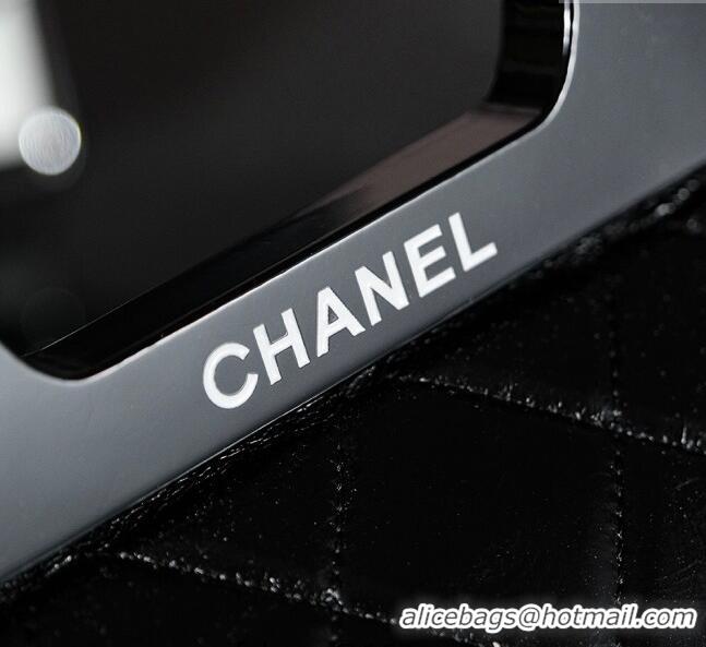 Famous Brand Chanel Vintage Oiled Calfskin Flap Bag with Top Handle Bag 8021 Black/Silver 2025