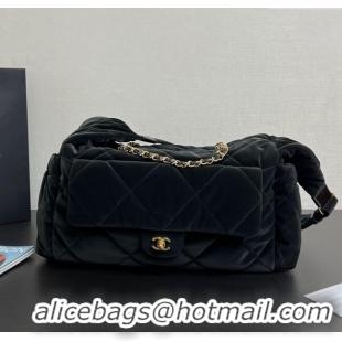 Most Popular Chanel Coco Snow Velvet-Like Nylon Small Flap Bag 13061 Black 2025