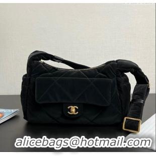 Buy Fashionable Chanel Coco Snow Velvet-Like Nylon Large Flap Bag 13062 Black 2025