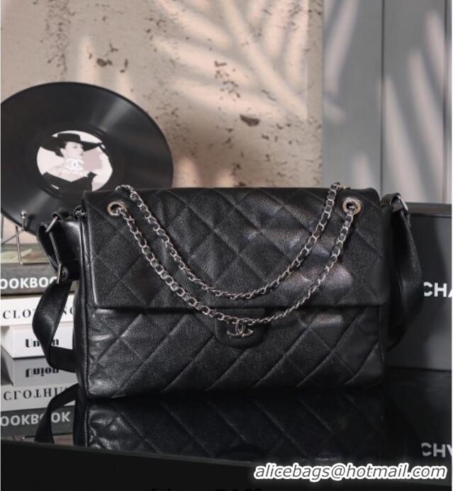 Best Grade Chanel Vintage XXL Airline Travel Flap Bag in Caviar Grained Calfskin 13063 Black/Gunmetal 2025