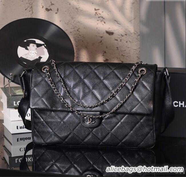 Best Grade Chanel Vintage XXL Airline Travel Flap Bag in Caviar Grained Calfskin 13063 Black/Gunmetal 2025