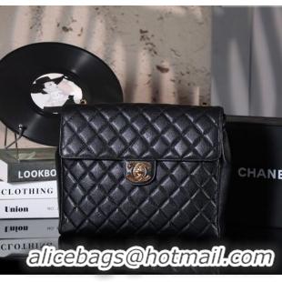 Super Quality Chanel Vintage Grained Calfskin Flap Bag 021302 Black 2025