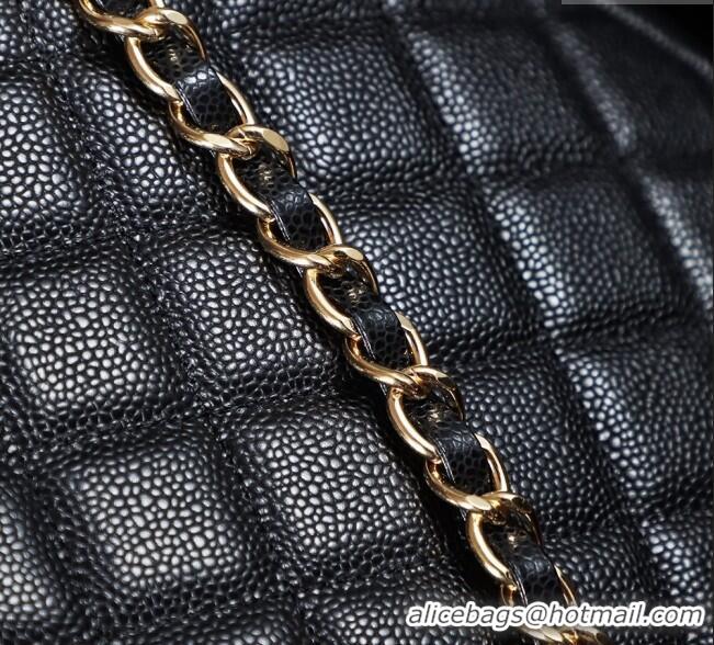 Super Quality Chanel Vintage Grained Calfskin Flap Bag 021302 Black 2025