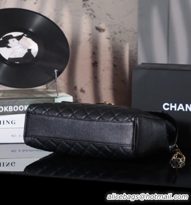 Super Quality Chanel Vintage Grained Calfskin Flap Bag 021302 Black 2025