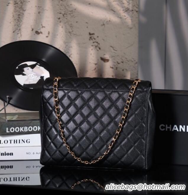 Super Quality Chanel Vintage Grained Calfskin Flap Bag 021302 Black 2025