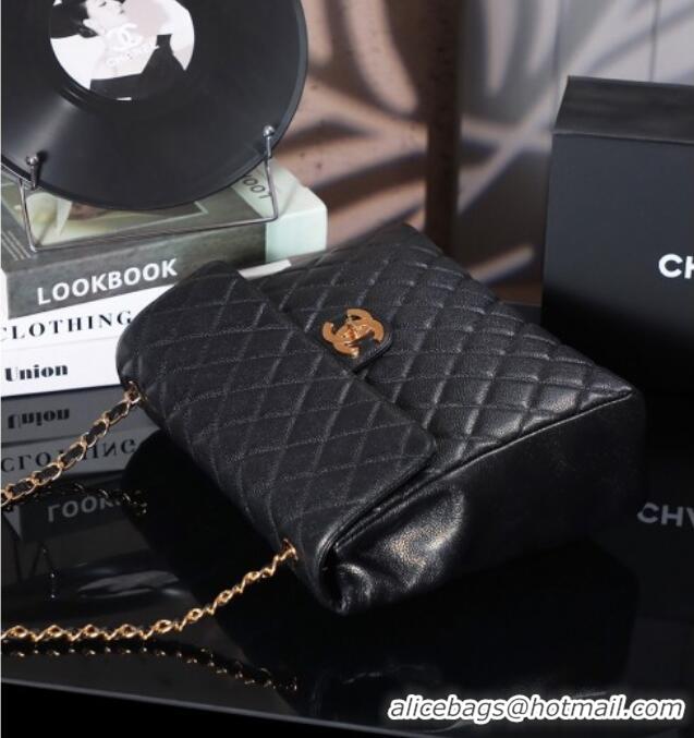 Super Quality Chanel Vintage Grained Calfskin Flap Bag 021302 Black 2025