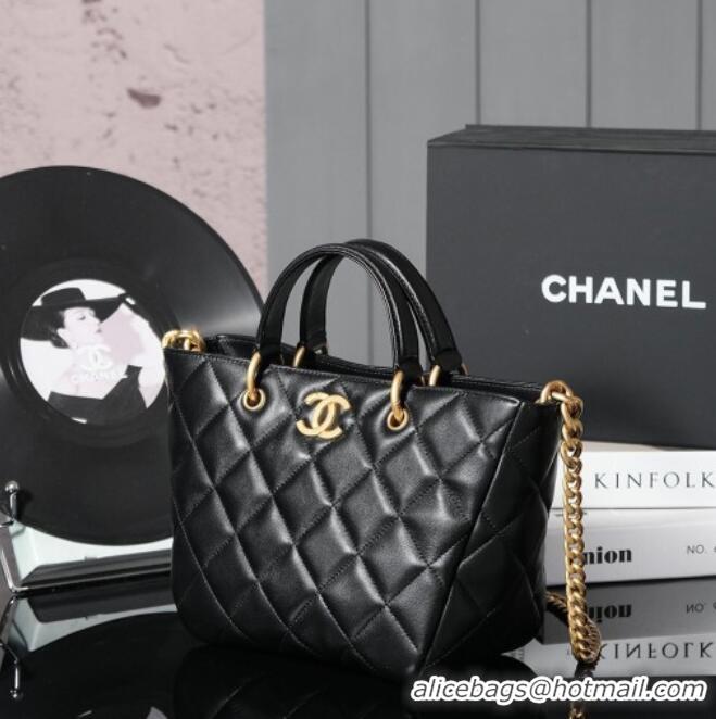 Reasonable Price Chanel Quilted Lambskin Basket Shopping Bag AS4268 Black 2025