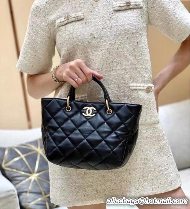 Reasonable Price Chanel Quilted Lambskin Basket Shopping Bag AS4268 Black 2025