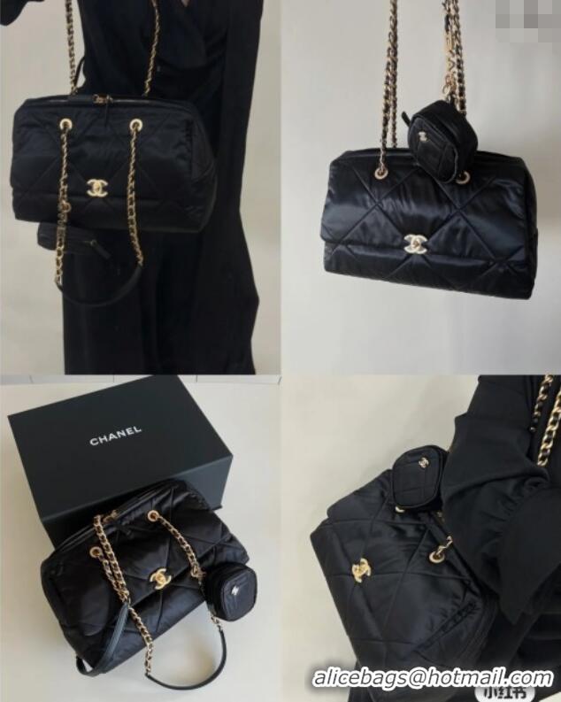 Grade Quality Chanel Nylon Flap Travel Bag 0213 Black 2025