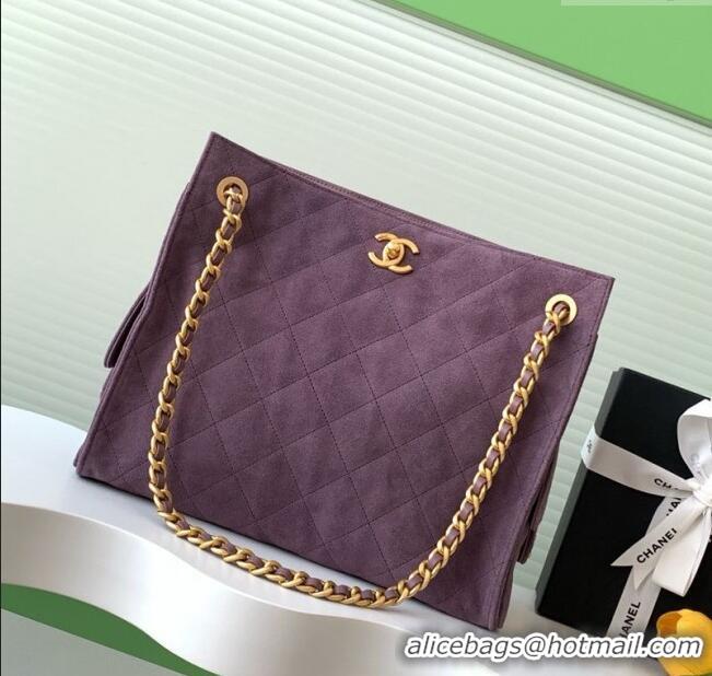 Top Grade Chanel Quilted Suede Hobo Chain Bag AS5303 Purple 2025