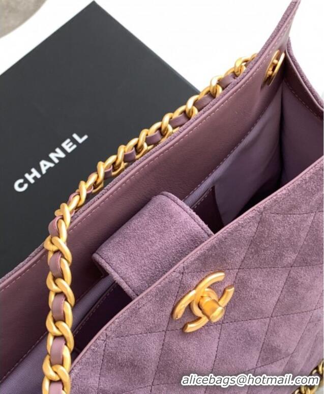 Top Grade Chanel Quilted Suede Hobo Chain Bag AS5303 Purple 2025