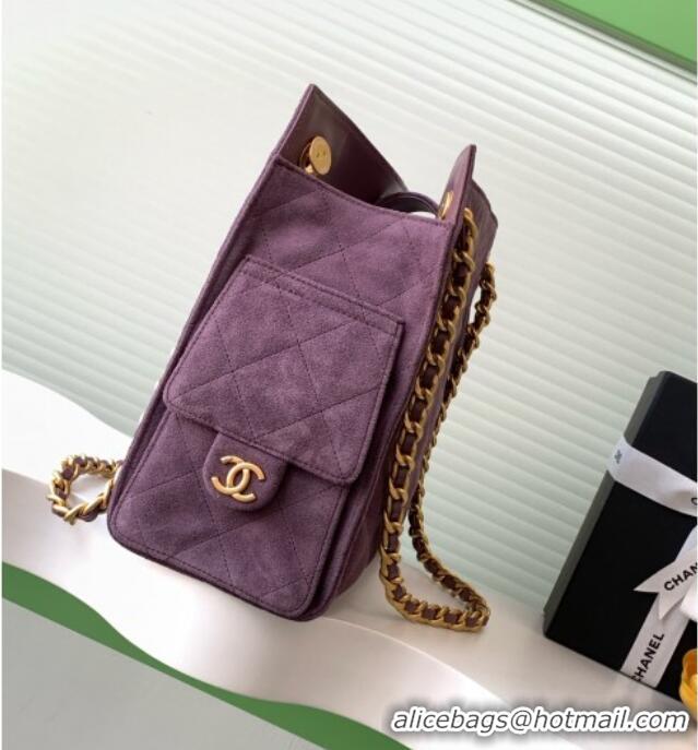 Top Grade Chanel Quilted Suede Hobo Chain Bag AS5303 Purple 2025