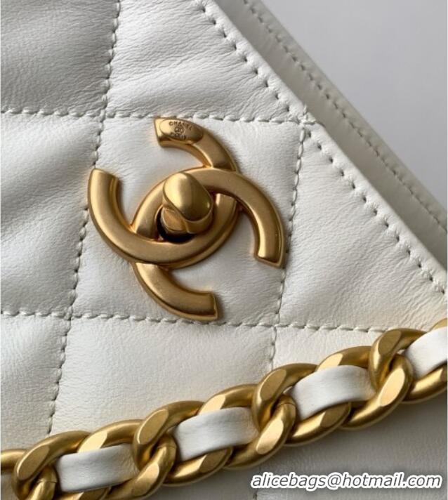 Buy Fashionable Chanel Quilted Calfskin Hobo Chain Bag AS5303 White 2025