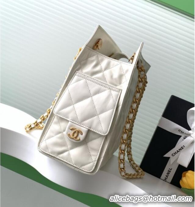 Buy Fashionable Chanel Quilted Calfskin Hobo Chain Bag AS5303 White 2025