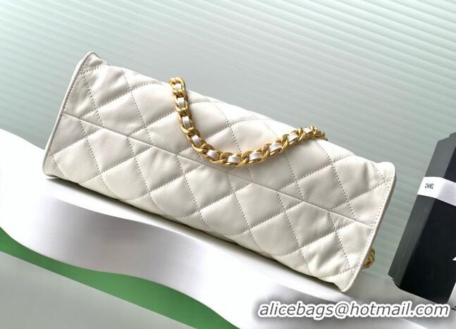 Buy Fashionable Chanel Quilted Calfskin Hobo Chain Bag AS5303 White 2025