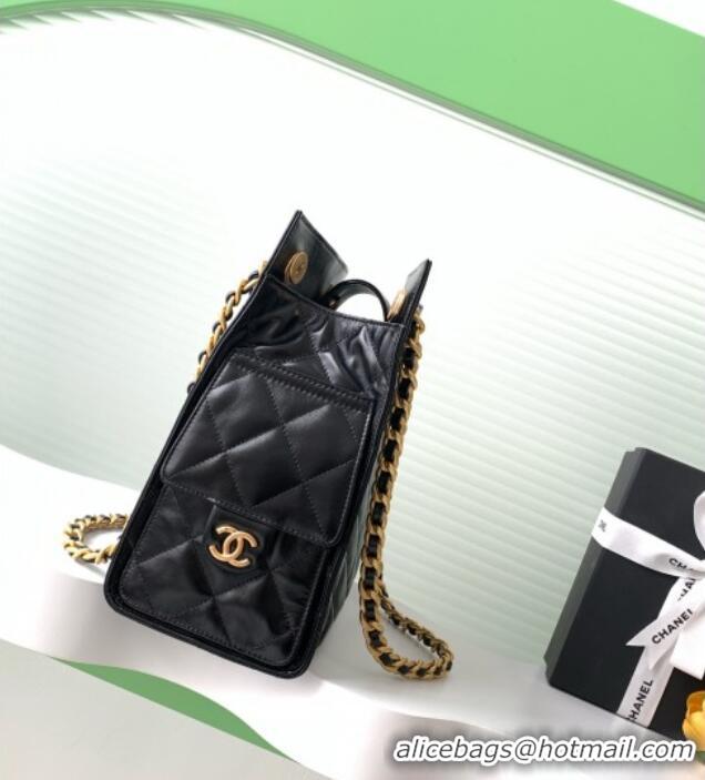 Free Shipping Chanel Quilted Calfskin Hobo Chain Bag AS5303 Black 2025