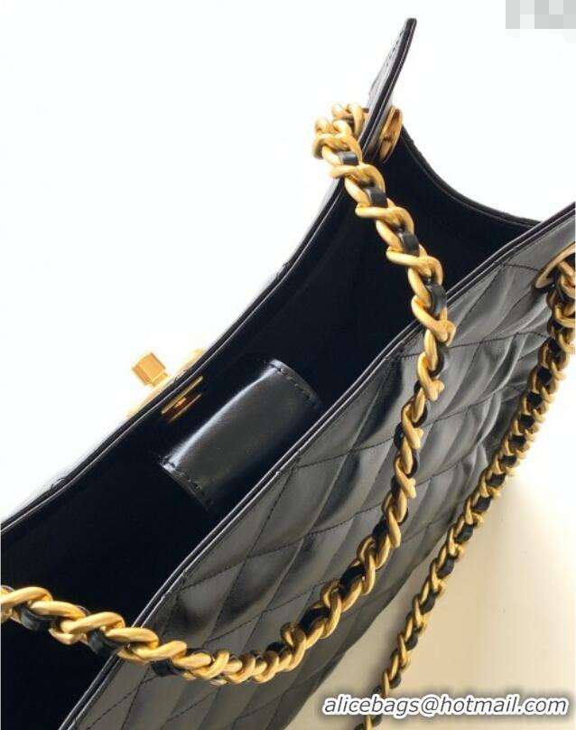 Free Shipping Chanel Quilted Calfskin Hobo Chain Bag AS5303 Black 2025