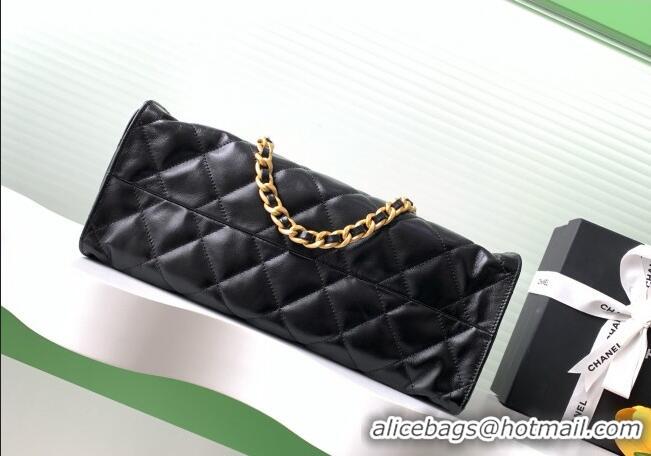 Free Shipping Chanel Quilted Calfskin Hobo Chain Bag AS5303 Black 2025