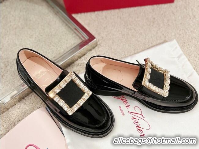 Best Product Roger Vivier Viv' Rangers Strass Buckle Loafers in Black Patent Leather 1115128