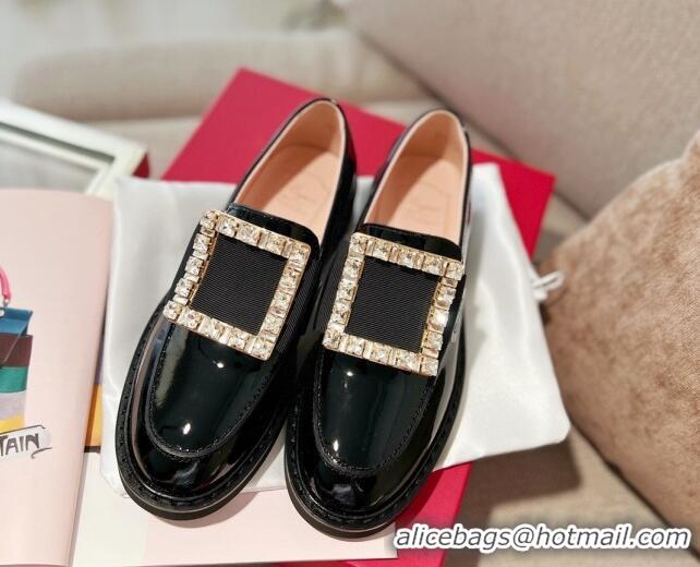 Best Product Roger Vivier Viv' Rangers Strass Buckle Loafers in Black Patent Leather 1115128