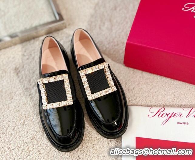 Best Product Roger Vivier Viv' Rangers Strass Buckle Loafers in Black Patent Leather 1115128