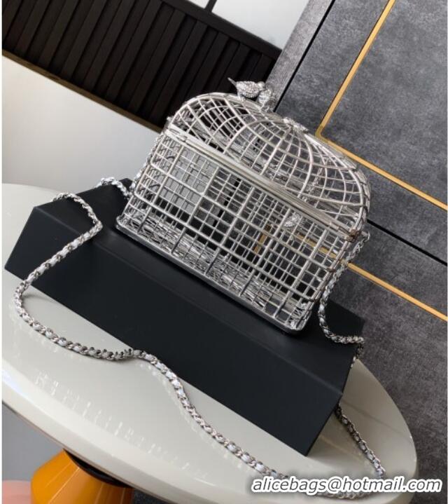 Top Design Chanel Bird Case Shaped Clutch with Chain 0213 Silver 2025