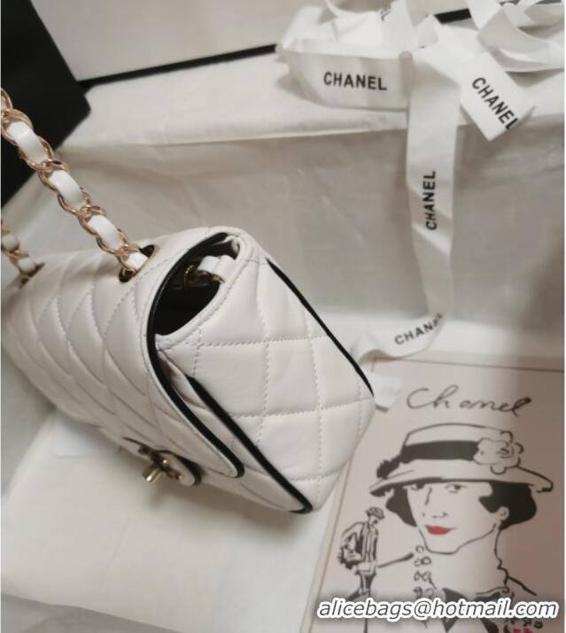 Fashion Discount Chanel Lambskin Mini Flap Bag AS5151 White 2025