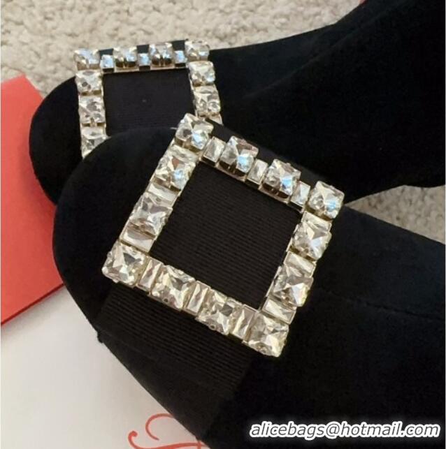 Durable Roger Vivier Très Vivier Strass Buckle Ankle Boots 4.5cm in Black Velvet 1115131